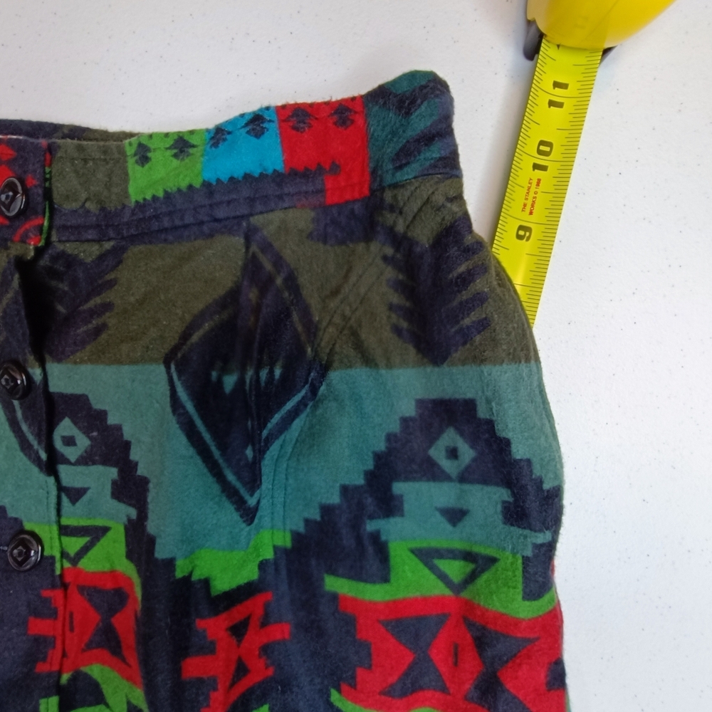 Woolrich Cotton Flanel Colorful Aztec Patterned Mini Skirt Size 8 - Picture 11 of 13